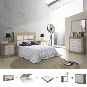 Pack Quarto Completo Chellen c/ Cómoda + Colchão Premium 17HR (190x150cm) Pack Quarto Completo Chellen c/ Cómoda + Colchão Premium 17HR (190x150cm)
