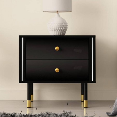 Pack 2 Mesas de Cabeceira Cristal (Preto)