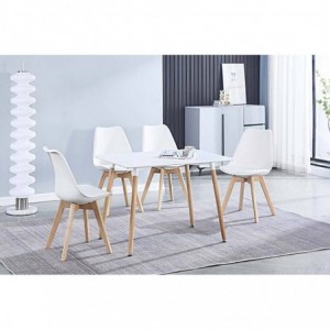 Pack Mesa de Jantar Retangular Dinamarca (Branco) + 4 Cadeiras Fina (Branco)