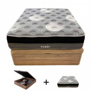 Sommier Guadiana 22mm c/ Tampo Forrado 3D + Colchão Paris Molas Ensacadas 28cm