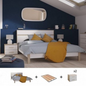 Pack Quarto Completo Selena c/ 2 Mesas de Cabeceira + Estrado (190x140cm) Pack Quarto Completo Selena c/ 2 Mesas de Cabeceira + Estrado (190x140cm)