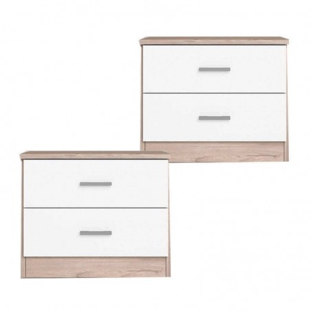 Pack 2 Mesas de Cabeceira Couple Sahara/ Branco Matte