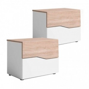 Pack 2 Mesas de Cabeceira Cannes Branco Matte/ Sahara