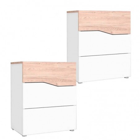 Pack 2 Mesas de Cabeceira 3 Gavetas Cannes Branco Matte/ Sahara