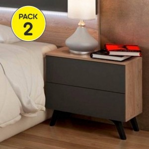 Pack 2 Mesas de Cabeceiras Soto (Roble/Grafito)