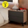 Pack 2 Mesas de Cabeceiras Soto (Roble/Grafito)
