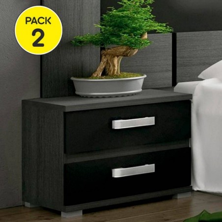 Pack 2 Mesas de Cabeceira Rambla (Cinza/Preto)