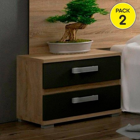 Pack 2 Mesas de Cabeceira Priego (Cambria/Grafito)