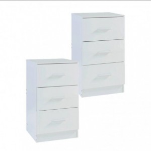 Pack 2 Mesas de Cabeceira 3 Gavetas Atlanta (Branco)