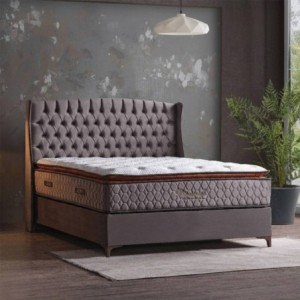 Cama Estofada Casal Diamond + Colchão Opc.