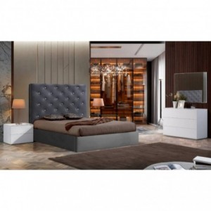 Cama de Casal Estofada Rosemary c/Cristais Swarovski + Colchão Opc.