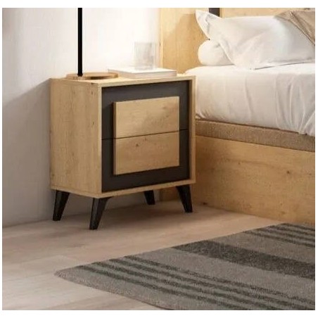 Mesa de Cabeceira 2 Gavetas Atenea c/ Pés