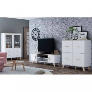 Sala Completa Sanna 1 (Branco Brilhante/Dab Sonoma)