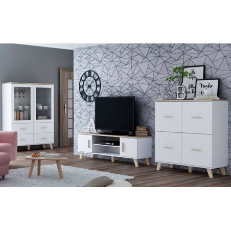 Sala Completa Sanna 1 (Branco Brilhante/Dab Sonoma)