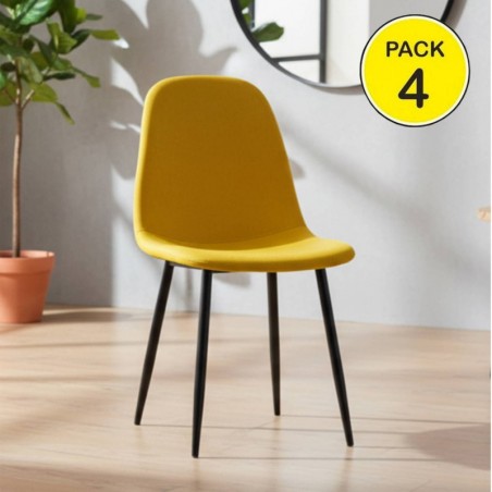 Pack de 4 Cadeiras James (Mostarda c/ Pernas Pretas)