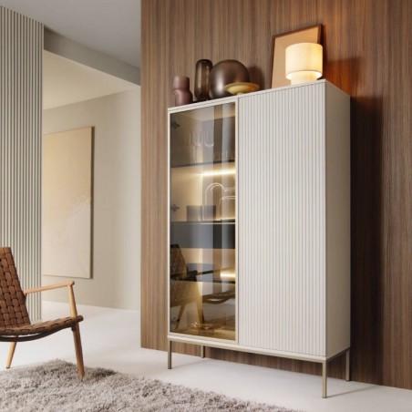 Cristaleira 2 Portas + 1 Gaveta Sento (c/ Luz LED)