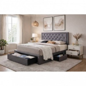 Cama Estofada Eduarda c/ Gavetas e Estrado Incl + Colchão Opc.