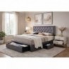Cama Estofada Eduarda c/ Gavetas e Estrado Incl + Colchão Opc.