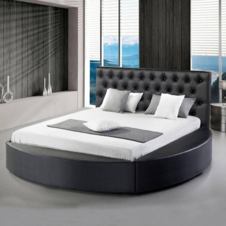 Cama Estofada Romântica Redonda c/ Cabeceira Reta  + Colchão Opc.