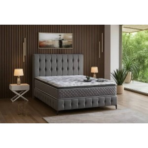 Cama Estofada Pandora c/ Estrado e Sistema Elevatório Inc. + Colchão Opc.