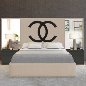 Cabeceira Estofada Longa c/ Espelho Clock & Clock XL Cabeceira Estofada Longa c/ Espelho Clock & Clock XL