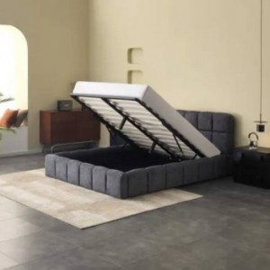 Cama Estofada Niki c/ Estrado e Sistema Elevatório Inc. + Colchão Opc.