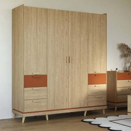 Roupeiro 4 Portas + 6 Gavetas Scandi