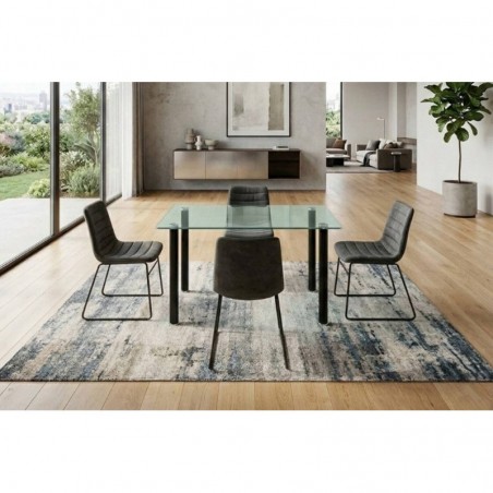 Pack Mesa de Jantar Yuri (Pernas Pretas) + 4 Cadeiras Brooklyn (Preta)