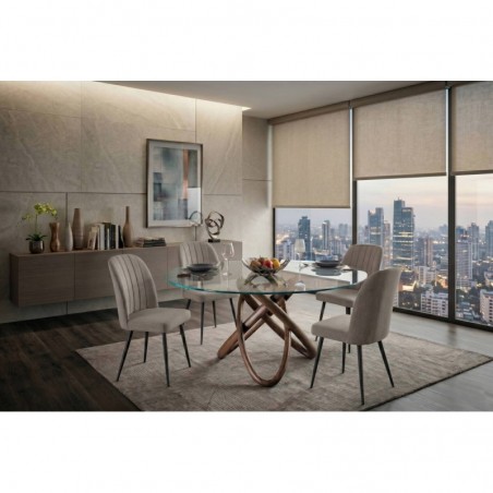 Pack Mesa de Jantar Redonda Charlotte + 4 Cadeiras Rory (Beige)