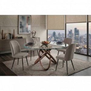 Pack Mesa de Jantar Redonda Charlotte + 4 Cadeiras Rory (Beige)