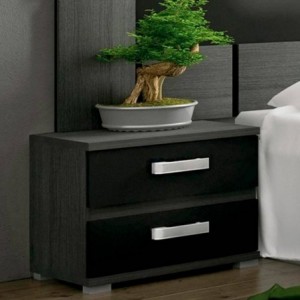 Pack 2 Mesas de Cabeceiras + Cómoda 4 Gavetas Rambla (Cinza/Preto)