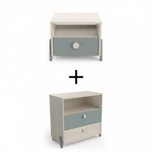 Pack 1 Mesa de Cabeceira + Cómoda Juvenil Ilian