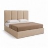 Cama de Casal Estofada Yasmin + Estrado, Sistema Elevatório e Fundos + Colchão Opc.