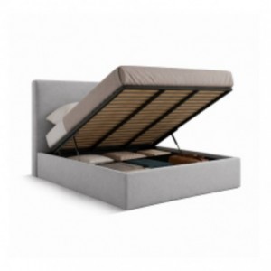 Cama de Casal Estofada Mônica + Estrado, Sistema Elevatório e Fundos Inc + Colchão Opc.