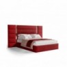 Cama Estofada Nina (Cabeceira Longa) c/ Detalhes em Prata + Colchão Opc.