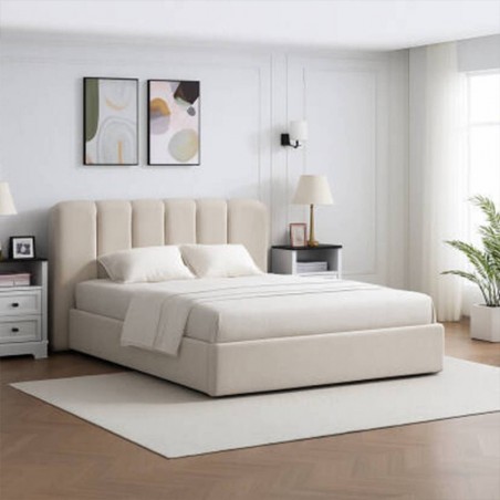 Cama de Casal Estofada Minerva + Colchão Opc.