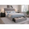 Cama Estofada Afrodite c/ Estrado + Sist. Elevatório e Baú Incluído + Colchão Opc.