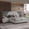 Cama Estofada Yani c/ Estrado Incl e Pés + Colchão Opc