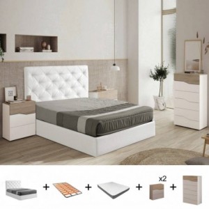 Pack Quarto Completo Cannes c/ Camiseiro + Estrado + Colchão Premium 17HR (190x150cm)
