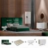 Pack Quarto Completo Bianca + Estrado + 2 Mesas de Cabeceira e Cómoda Shine