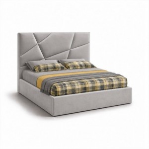 Cama de Casal Estofada Riscas + Colchão Opc.