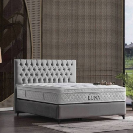 Cama de Casal Capitoné New + Estrado, Sistema Elevatório e Fundos + Colchão Opc.