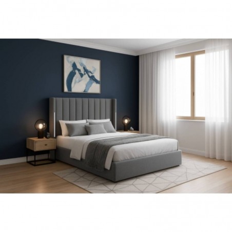Cama Estofada Neuza c/Led + Colchão Opc.