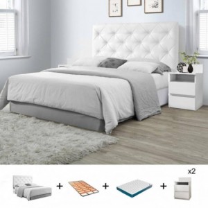 Pack Quarto Completo Orlando/Malwa M1 (Azahar 00) + Estrado + Colchão Back Ortopédico (190x140cm)
