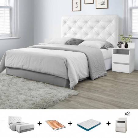 Pack Quarto Completo Orlando/Malwa M1 (Azahar 00) + Estrado + Colchão Back Ortopédico (190x140cm)