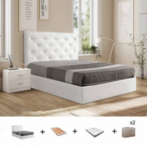 Pack Quarto Completo Couple c/ Orlando + Estrado + Colchão Back Ortopédico (190x150cm)