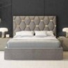 Cama de Casal Estofada Bárbara c/ Detalhes Dourado + Colchão Opc