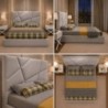 Cama de Casal Estofada Riscas + Colchão Opc.