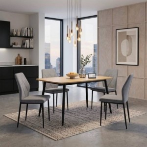Pack Mesa de Jantar Sweden + 4 Cadeiras Preston (Cinza)