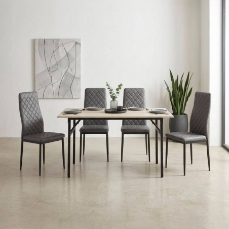 Pack Mesa de Jantar Austria + 4 Cadeiras Marmol (Cinza)
